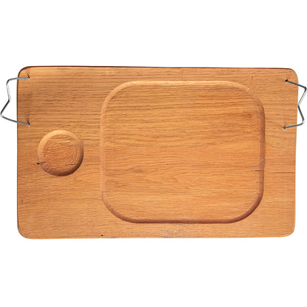 Доска для подачи с держателями;дуб;,H=5,L=35,B=25см;св. дерево