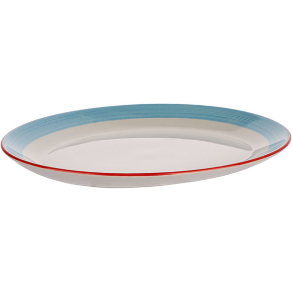 Блюдо «Рио Блю» овальное;фарфор;,L=30,5,B=24см;белый,синий