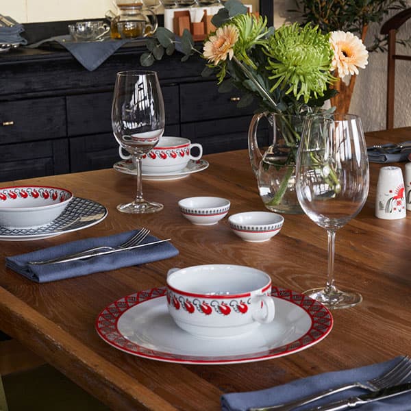 Чашка бульонная «Мезень» Принц Лебеди;фарфор;380мл;D=95/115,H=60мм;белый,красный