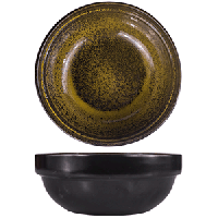 Тарелка глубокая «Млечный путь салатовый»;фарфор;0,6л;D=155,H=60мм;салатов.,черный