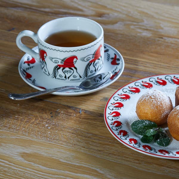 Блюдце «Мезень» Принц Гуси;фарфор;D=145,H=18мм;белый,красный