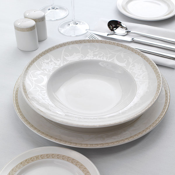 Тарелка «Антуанетт» мелкая;фарфор;D=205,H=22мм;белый,олив.