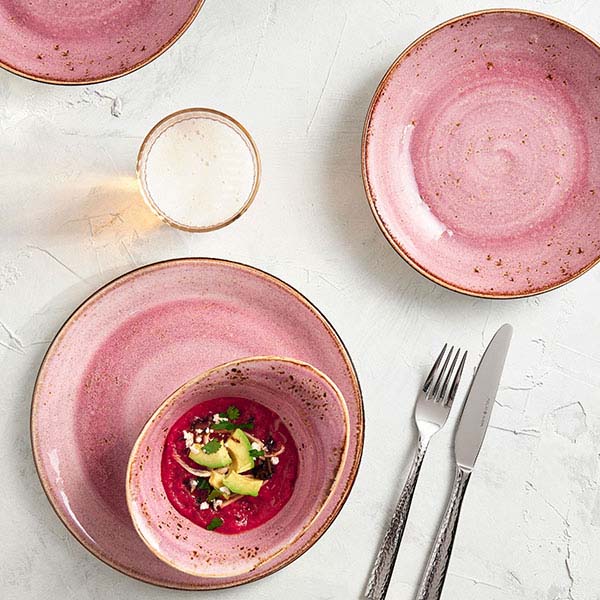 Салатник «Крафт распберри»;фарфор;1л;D=255,H=35мм;розов.