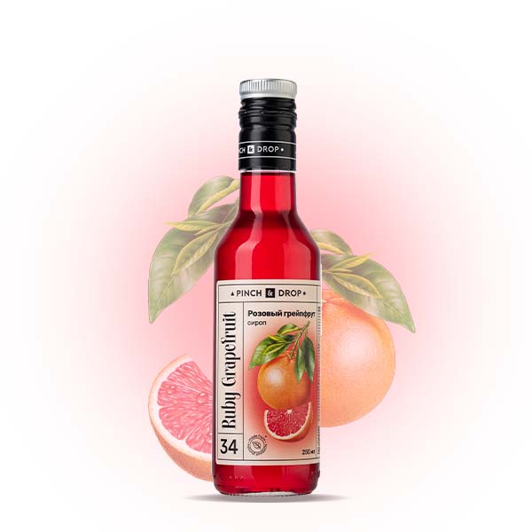 Сироп «Розовый Грейпфрут» Pinch&Drop;стекло;250мл;D=54,H=202мм;красный