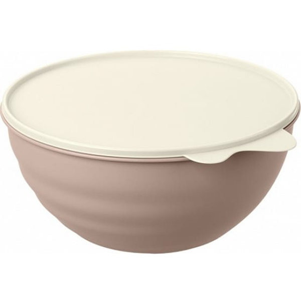 Миска с крышкой;полипроп.;2,8л;D=24,5,H=10,5см;бежев.