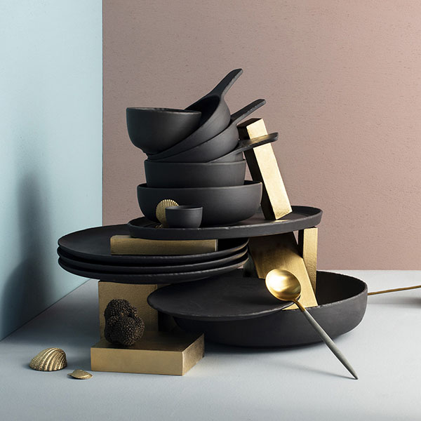 Тарелка «Базальт» овальная;керамика;,H=15,L=350,B=229мм;черный,матовый