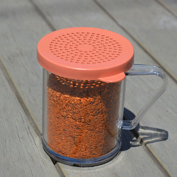 Емкость для приправ с отверстиями;поликарбонат;300мл;D=80,H=95мм;прозр.,розов.