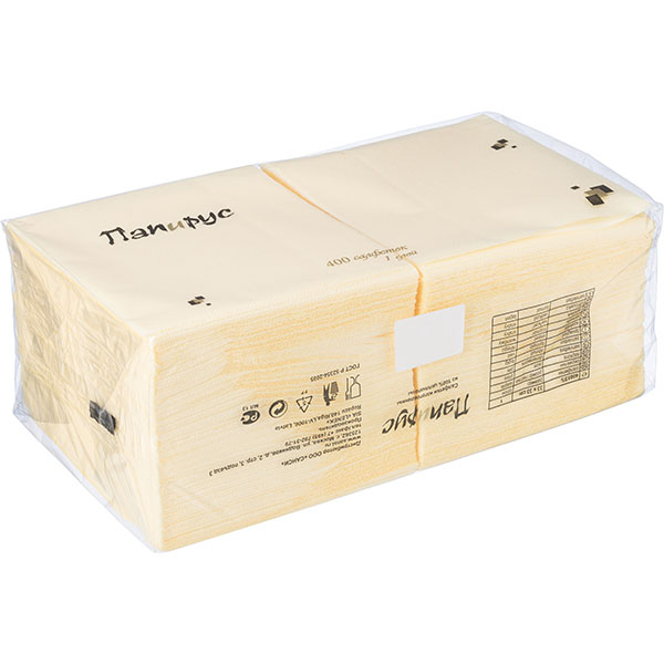 Cалфетки «Папирус» 33*33см[400шт];бум. салфет.;,H=13,L=33,B=17см;шампань