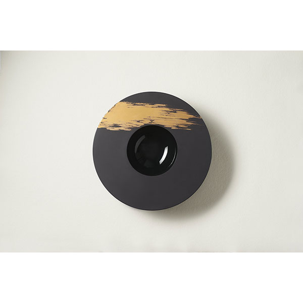 Тарелка «Сфера» с широким бортом;керамика;300мл;D=30,3см;черный,золотой