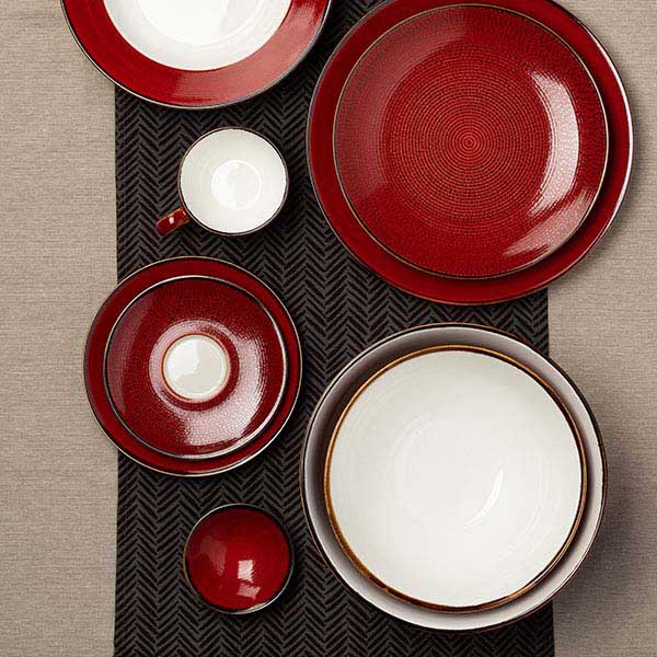 Соусник «Джаспер»;фарфор;60мл;D=88,H=26мм;белый,красный