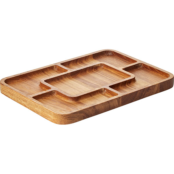 Менажница прямоуг.5 секций;дуб;,H=25,L=300,B=250мм;деревян.