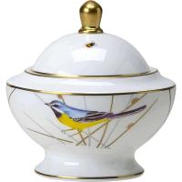 Сахарница «Рид» с крышкой;кост.фарф.;250мл;,H=11,5см;белый,золотой