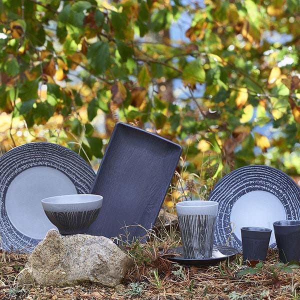 Тарелка десертная «Арборесценс»;керамика;D=215,H=25мм;серый,черный