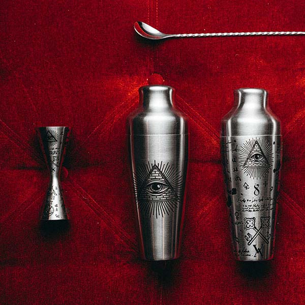 Джиггер «Афродит Алкеми» 30/60 мл с рисунком;сталь нерж.;D=60,H=125мм;серебрист.