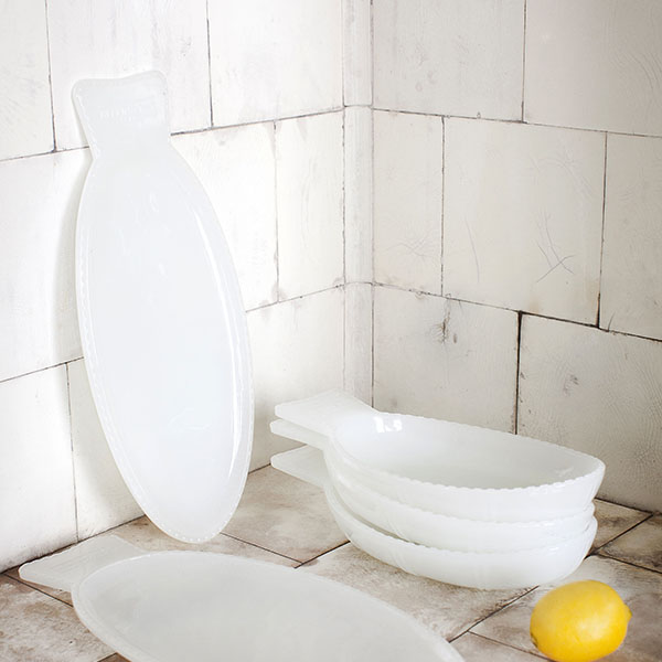 Блюдо сервировочное;стекло;,H=47,L=260,B=140мм;белый