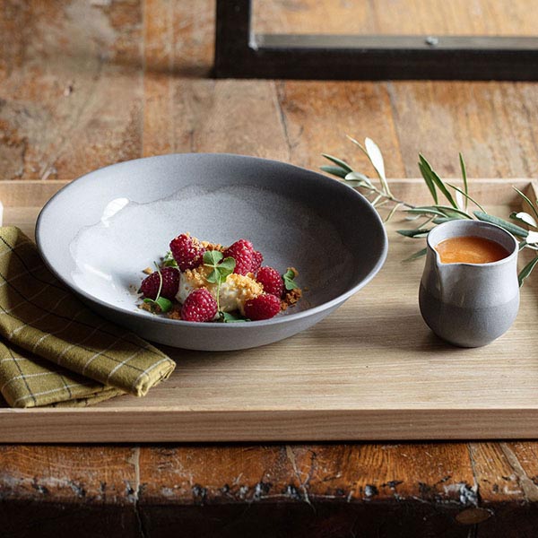 Тарелка «Нау»;керамика;1л;D=240,H=55мм;серый,белый