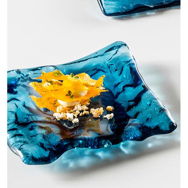 Блюдо для комплимента «Море»;стекло;,L=15,B=14см;синий