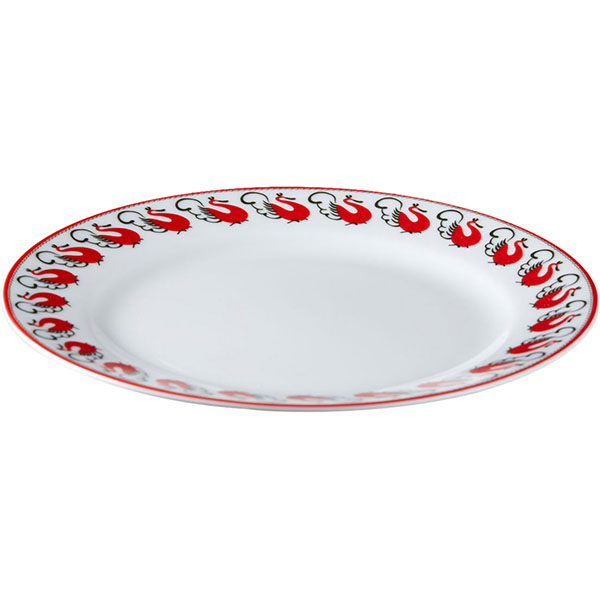 Тарелка «Мезень» Классик Лебеди плоская;фарфор;D=19,H=2см;белый,красный