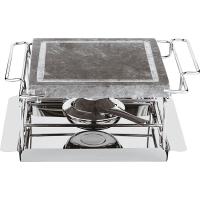 Камень д/подачи горячих блюд; нат.камень;,H=12,L=19/27,B=19см;зелен.,металлич.