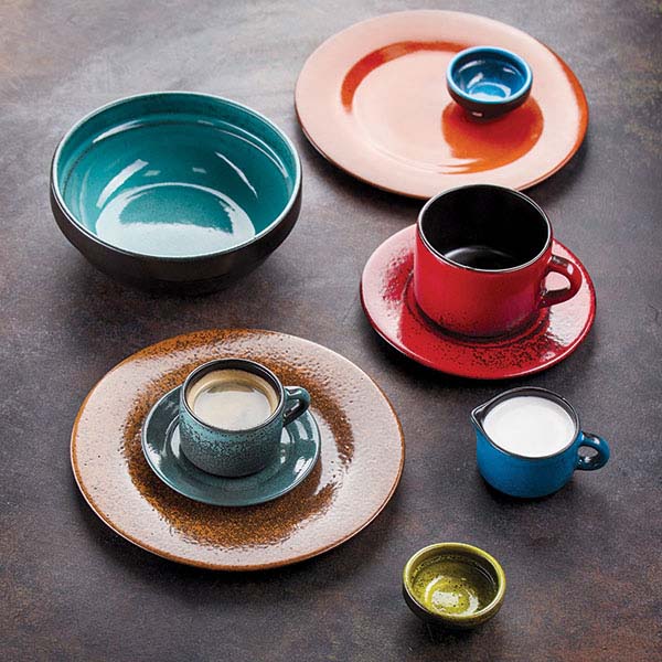 Тарелка глубокая «Млечный путь бирюза»;фарфор;0,6л;D=155,H=60мм;бирюз.,черный