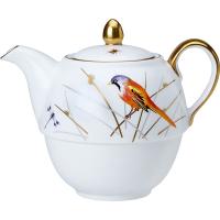 Чайник заварочный «Рид»;кост.фарф.;460мл;,H=12,4см;белый,золотой