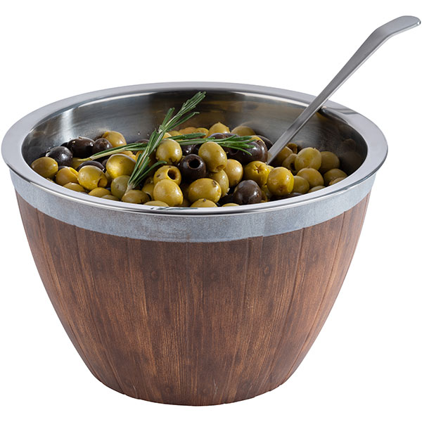 Салатник с охлаждением;пластик,сталь нерж.;3л;D=26,H=16см;тем.корич.,металлич.