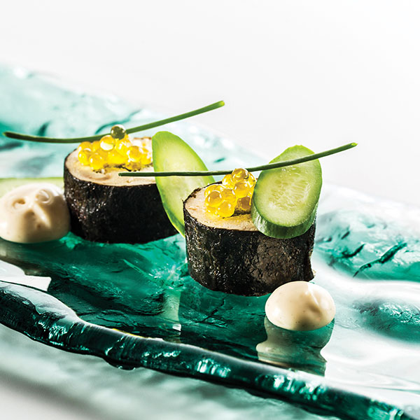 Блюдо сервировочное «Море»;стекло;,L=28,B=15см;зелен.