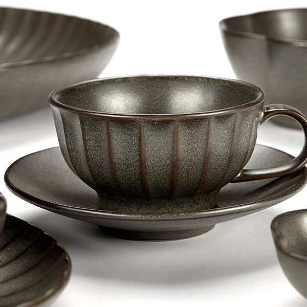 Салатник «Инку» волнистый край;керамика;D=11,H=4см;зелен.