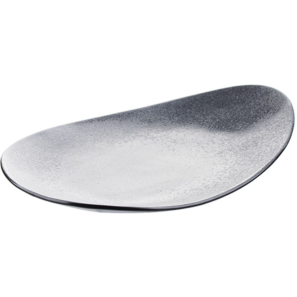 Блюдо «Млечный путь»;фарфор;,L=37,B=25см;черный,серый