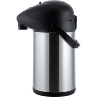 Термос с помпой;сталь,пластик;2,5л;D=16,H=33,L=24,B=16см;серебрист.,черный