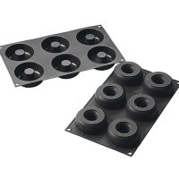Форма для выпечки «Пончики» [6 ячеек];силикон;D=75/25,H=28мм;черный