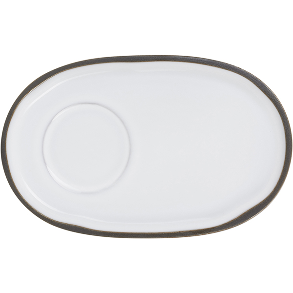 Блюдце «Карактэр» овальное;керамика;,H=12,L=135,B=83мм;белый,коричнев.