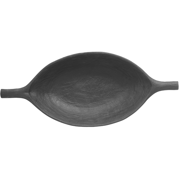 Блюдо для подачи «Уайли» овальное с ручками;керамика;,H=6,L=33,B=20см;черный,матовый