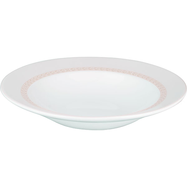 Тарелка глубокая «Антуанетт»;фарфор;380мл;D=24,H=4см;белый,олив.