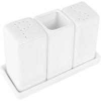 Набор д/специй 3 предм. на подставке «Кунстверк»;фарфор;,H=90,L=140,B=55мм;белый