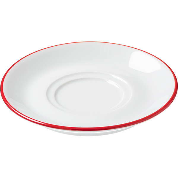 Блюдце «Ретро Роте Пункте» с декором;фарфор;D=14см;белый,красный