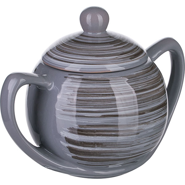 Сахарница с крышкой «Пинки»;керамика;400мл;D=8см;серый