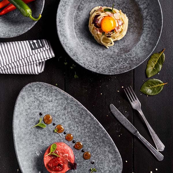 Тарелка для пасты «Органика»;керамика;D=27см;серый