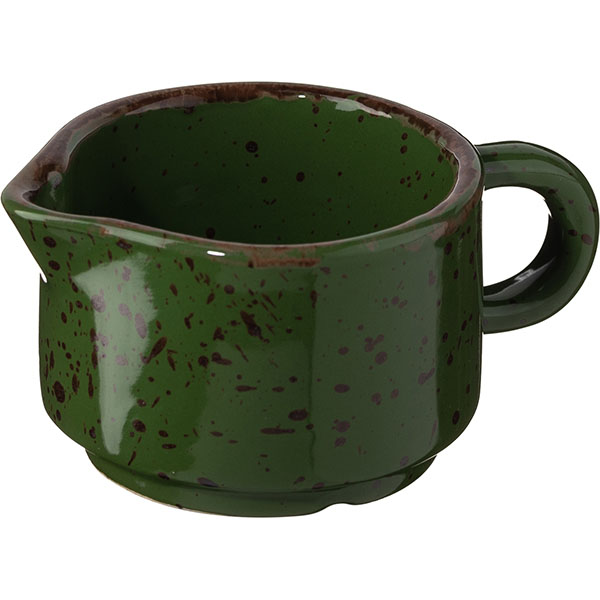 Сливочник «Пунто Верде»;фарфор;50мл;D=65,H=40мм;зелен.,коричнев.