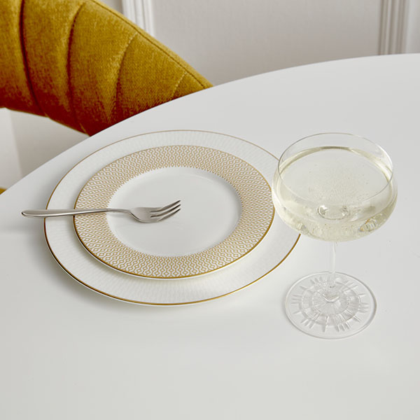 Тарелка «Даймонд»;кост.фарф.;D=168,H=15мм;белый,золотой