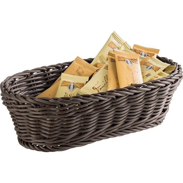 Корзина для хлеба «Профи Лайн» овальная плетеная;полипроп.;,H=8,L=28,B=16см;коричнев.