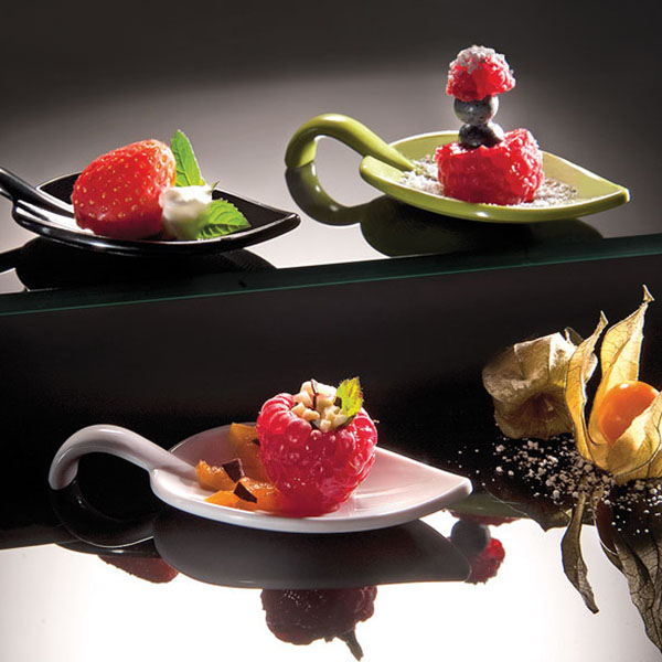 Ложка для комплимента «Лист»;пластик;,L=100,B=45мм;белый