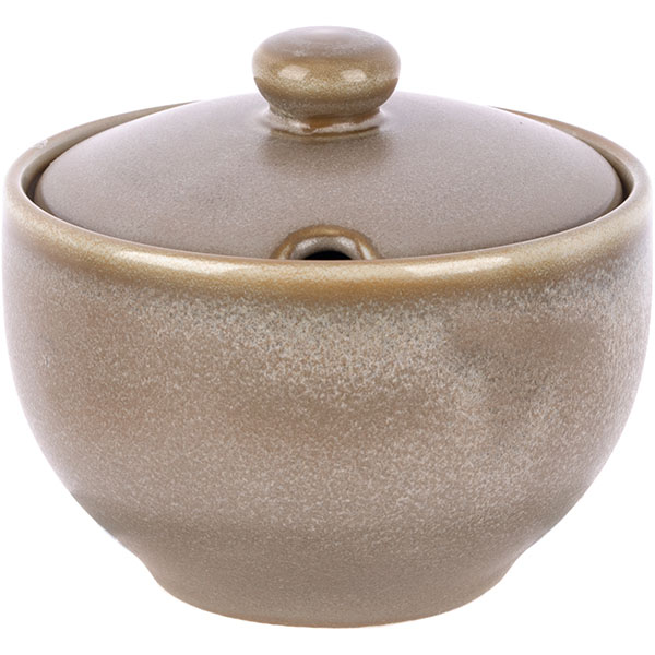 Сахарница с крышкой «Агава»;фарфор;200мл;D=91,H=60мм;матовый,зелен.