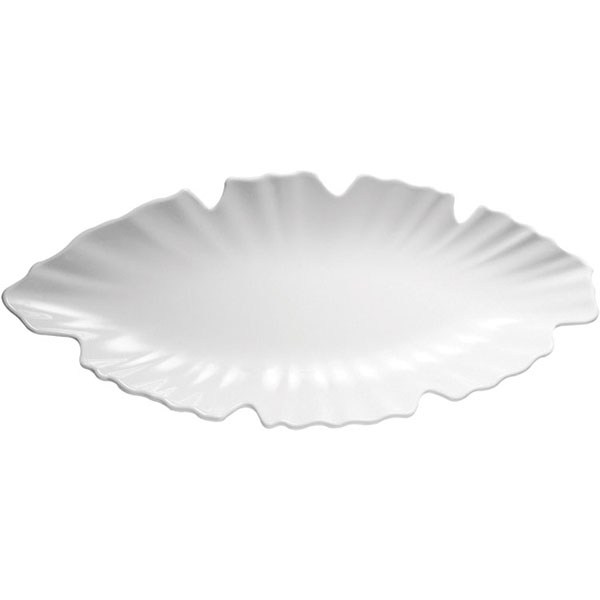 Блюдо для подачи «Лист»;пластик;,H=35,L=400,B=185мм;белый