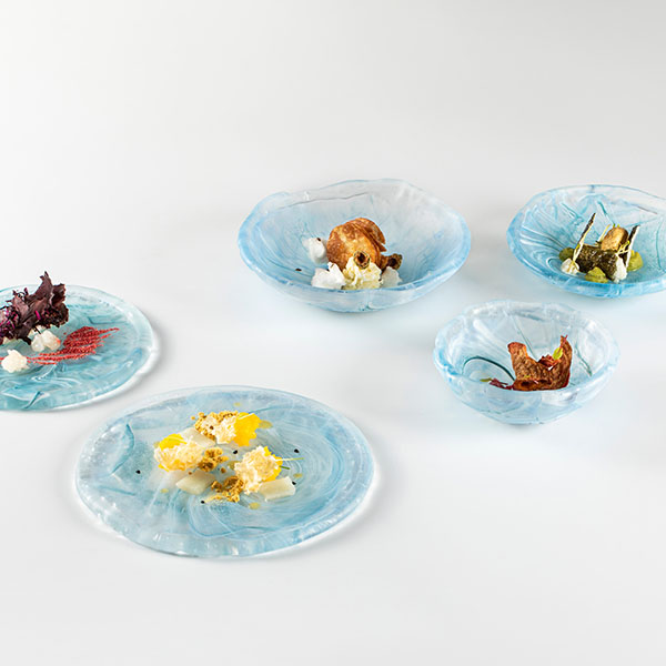 Тарелка «Аквамарин» мелкая;стекло;D=21см;голуб.