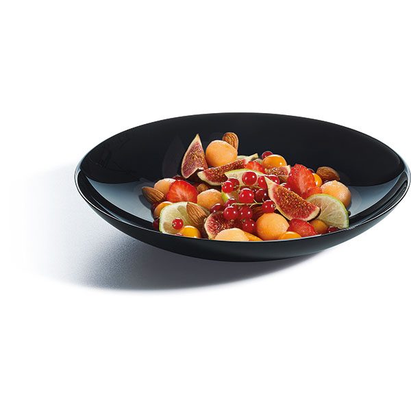 Тарелка глубокая «Эволюшн Блэк»;стекло;1,2л;D=260,H=46мм;черный