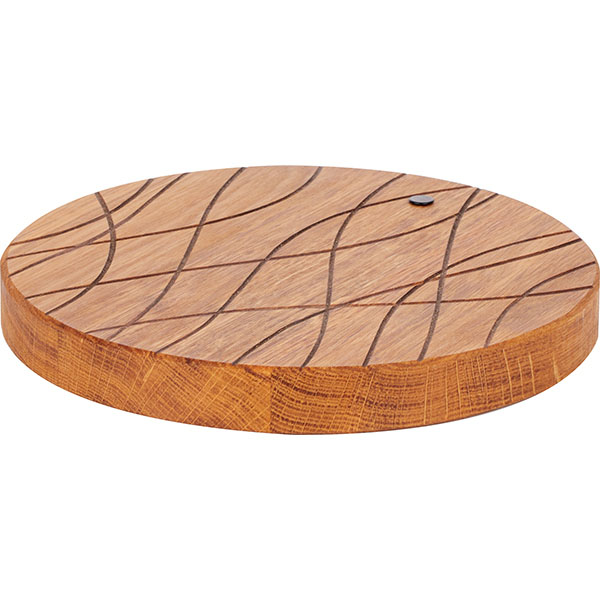 Доска для подачи с декором;дуб;D=235,H=25мм;св. дерево