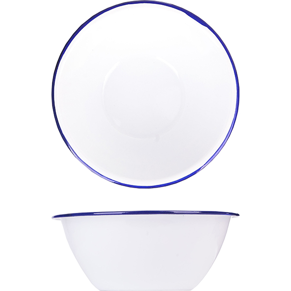 Салатник эмалированный;сталь;0,5л;D=150,H=55мм;белый,синий