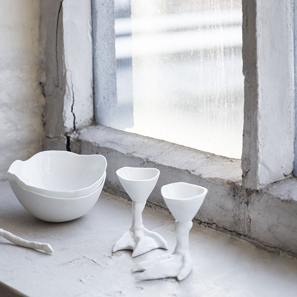 Подставка для яйца «Утиная нога»;кост.фарф.;D=5,H=9см;белый