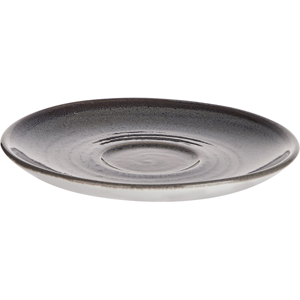 Блюдце «Революшн Гранит»;фарфор;D=150/50,H=17мм;серый,коричнев.